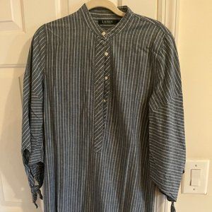 Denim striped Ralph Lauren dress with tie sleeves - size 6